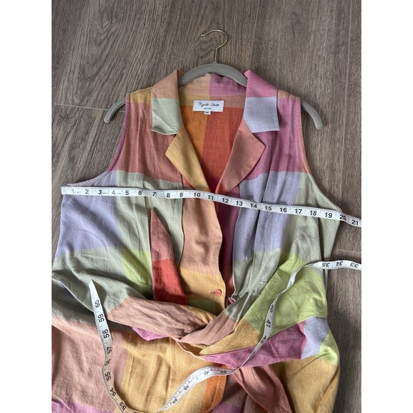 Rujuta Sheth Emily Jupiter Chex Collared Tie Front Dress Madras Cotton M - Picture 9 of 12